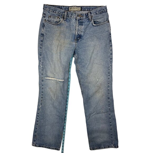 American Eagle Rigid Denim Blue Jeans Size 12 Long Light Wash Distressed Vintage - Picture 16 of 16